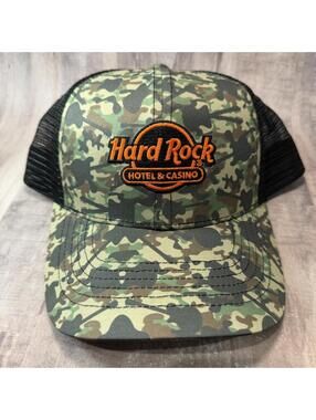 Hard Rock Hotel & Casino Trucker Hat SACRAMENTO AT FIRE MOUNTAIN Guitar Camo
